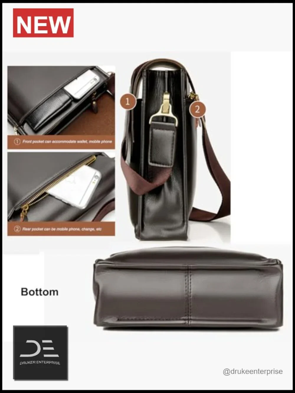 N/A leather messenger